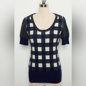 Checkerboard Short-sleeve Sweater 100% Cashmere[NEW]